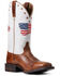 Image #1 - Ariat Women&rsquo;s Patriot Crackled American Flag Western Performance Boots &ndash; Broad Square Toe, Brown, hi-res