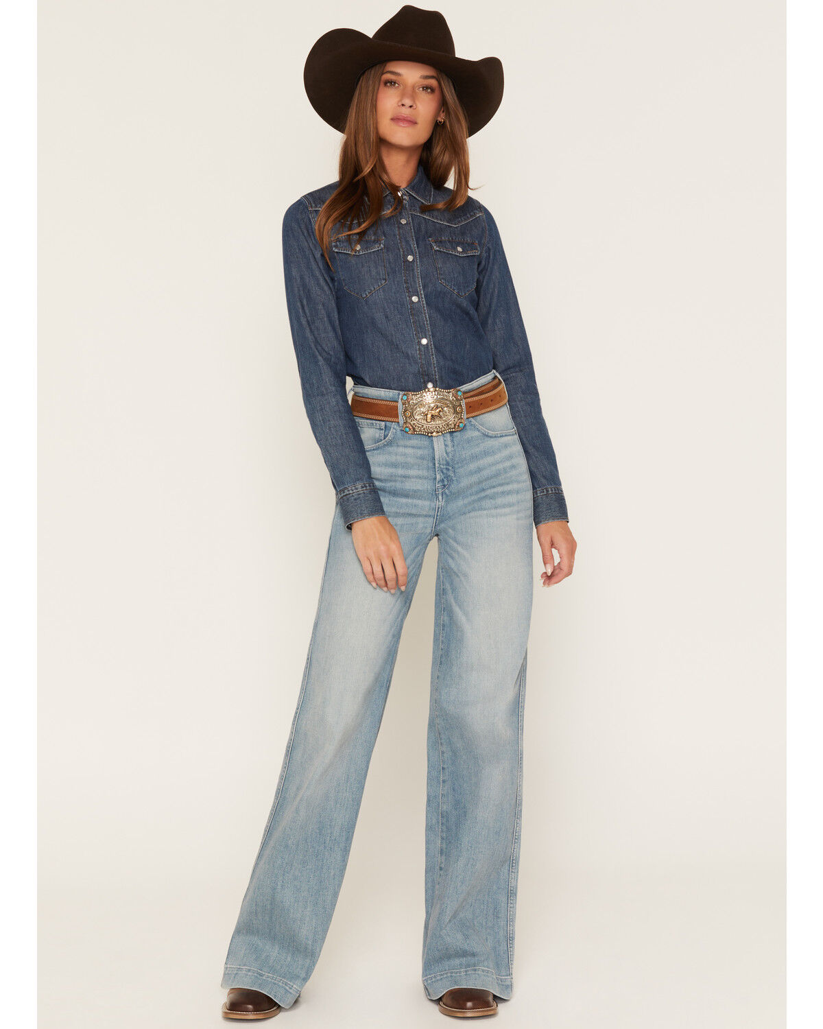 Ariat Women's R.E.A.L. Luana Light Wash Ultra High Rise Wide Stretch Denim Jeans, Light Wash, hi-res
