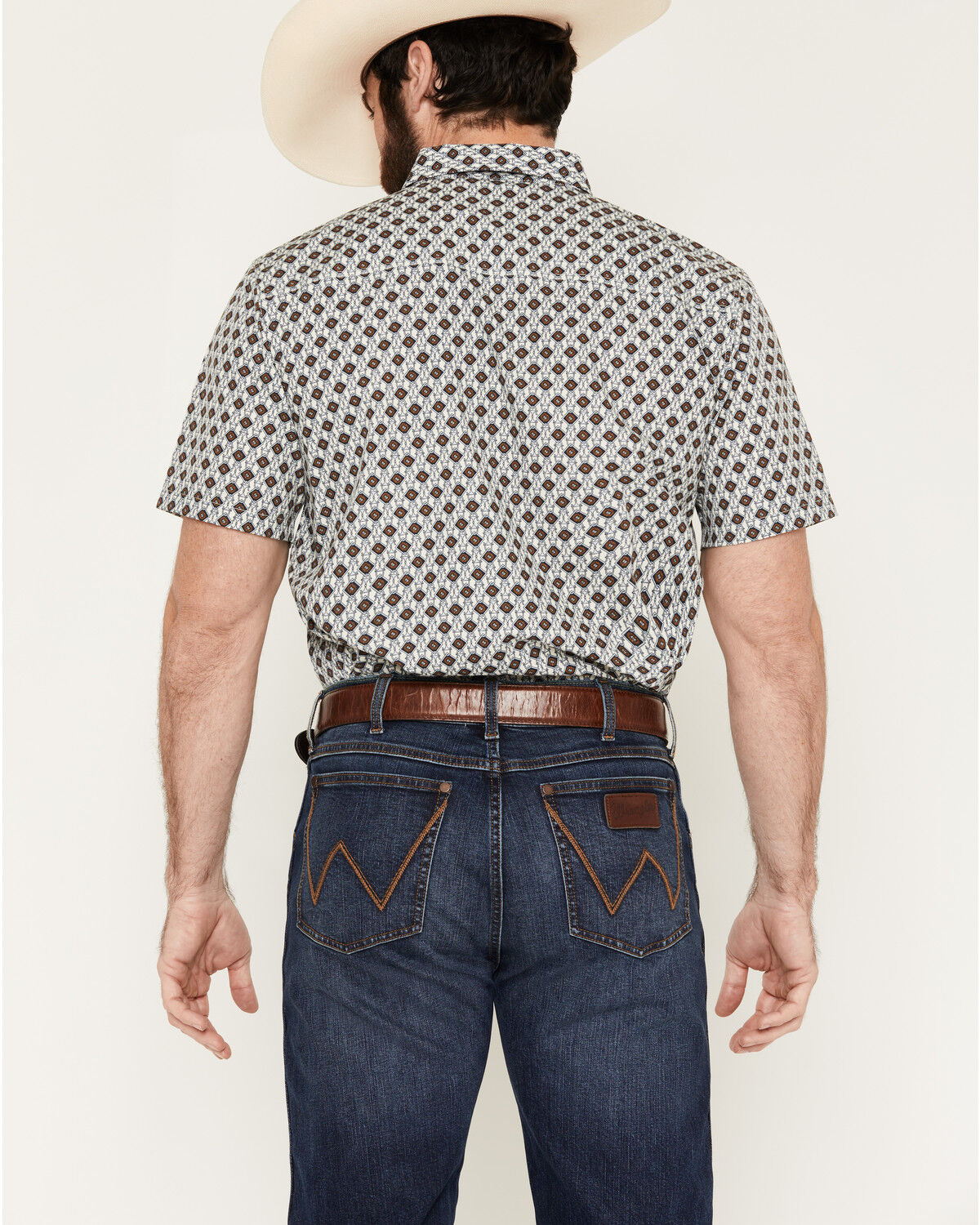 Image #4 - Gibson Trading Co Men's Old Time Geo Print Short Sleeve Button-Down Western Shirt, Ivory, hi-res