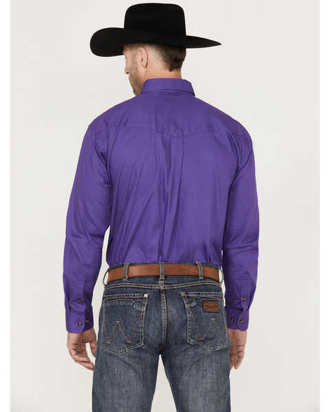 Image #4 - Roper Men's Solid Amarillo Collection Long Sleeve Western Shirt, Purple, hi-res