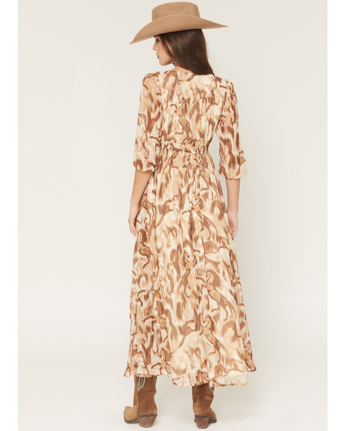 Image #6 - Shyanne Women's Horse Print Chiffon Maxi Dress, Coffee, hi-res
