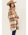 Image #4 - 26 International Women's Plaid Print Long Vest , Brown, hi-res