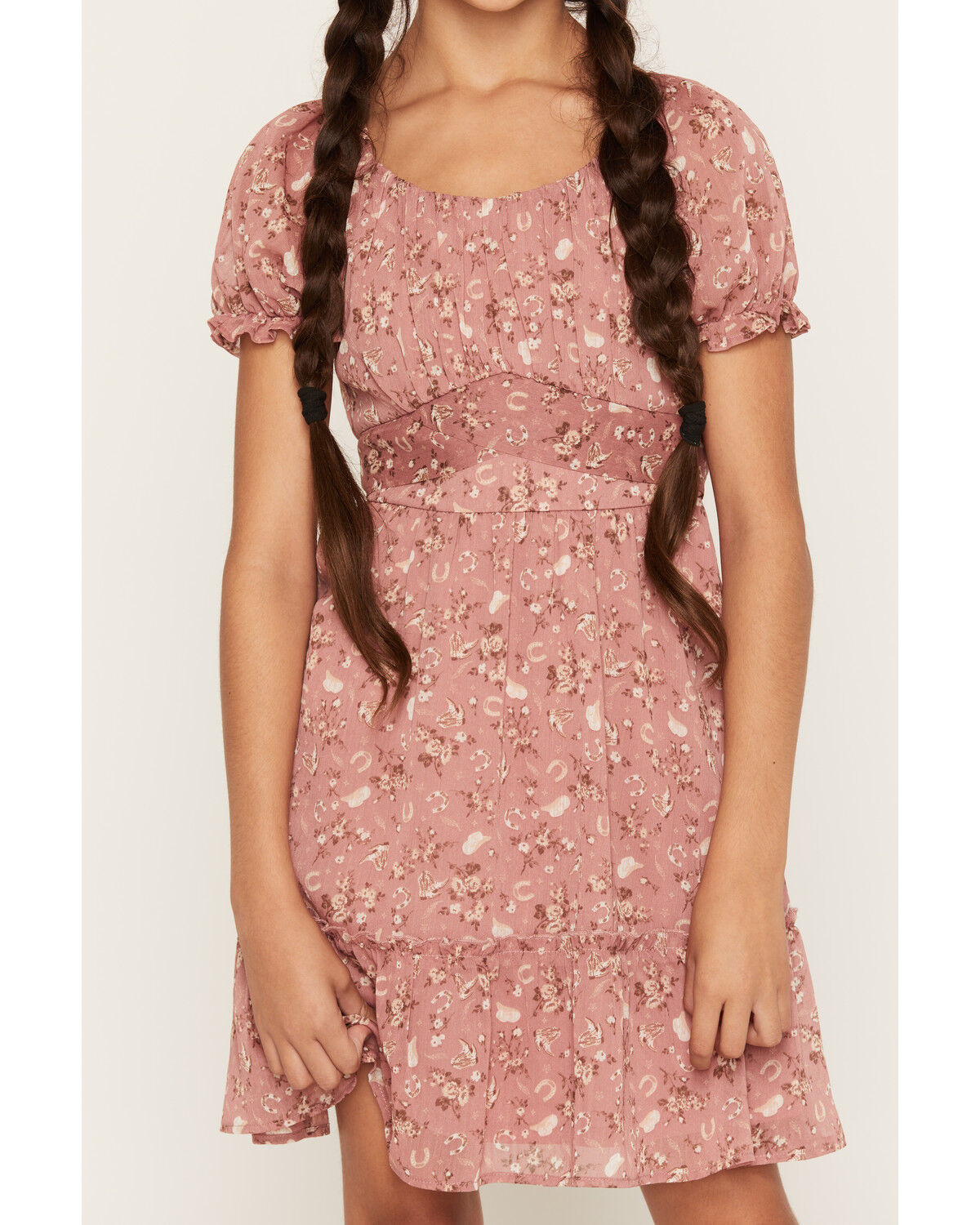 Image #3 - Ash & Violet Girls' Western Floral Print Dress, Pink, hi-res