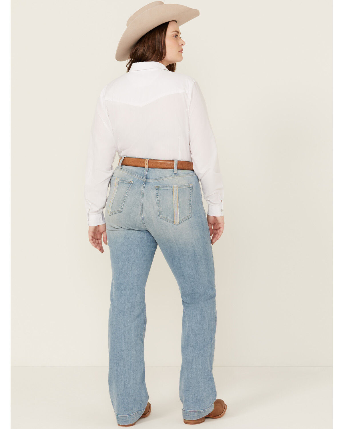Ariat Women's Nia Light Wash Perfect Rise Slim Trouser Stretch Denim Jeans - Plus, Light Wash, hi-res