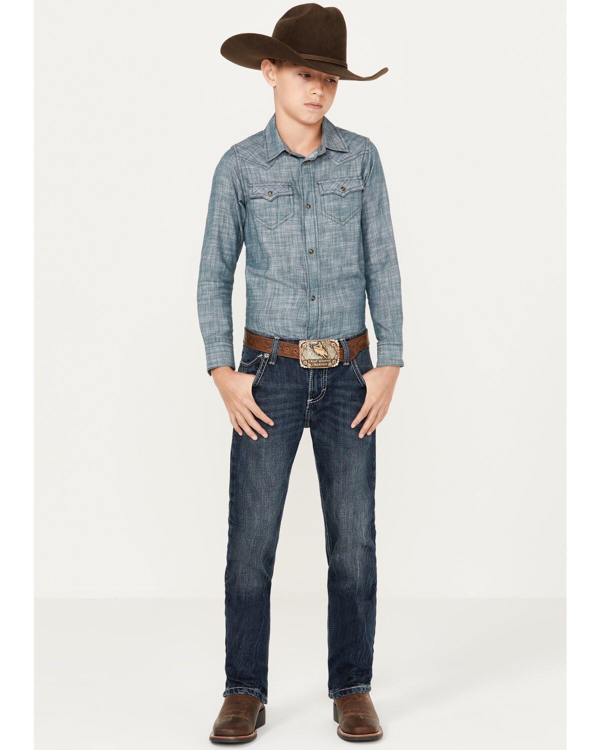 Image #1 - Wrangler Boys' Vintage Slim Fit Bootcut Jeans, Blue, hi-res
