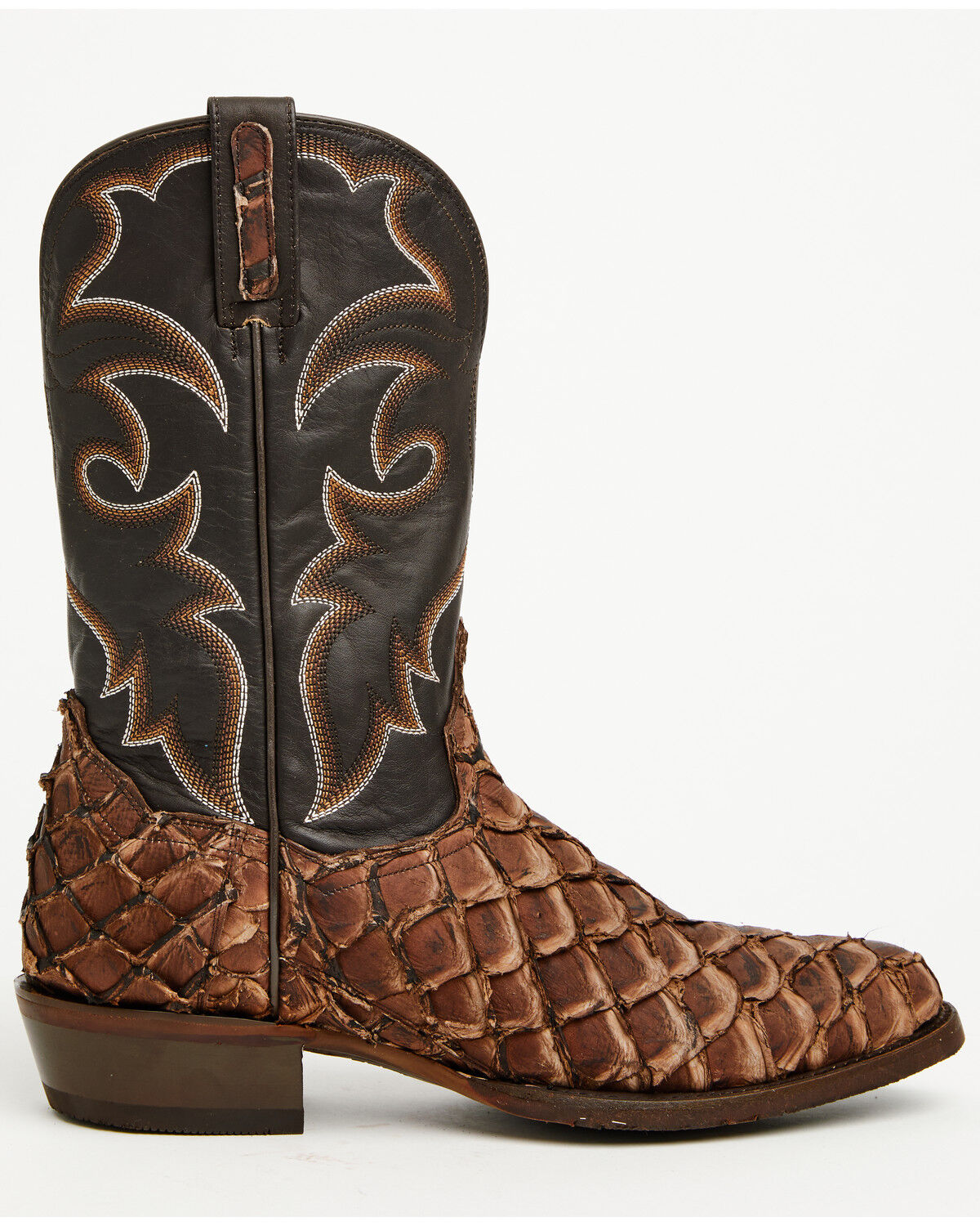 Image #2 - Dan Post Men's Exotic Pirarucu Western Boots - Round Toe, Chocolate, hi-res