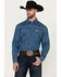 Image #1 - Cowboy Hardware Men's Fleur de Cowboy Print Long Sleeve Pearl Snap Western Shirt, Navy, hi-res