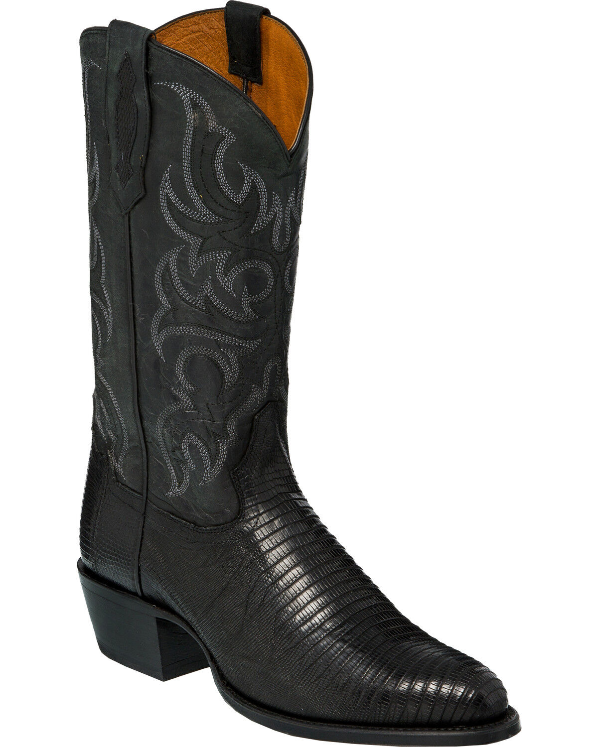 Tony Lama Men's Nacogdoches Teju Lizard Western Boots - Round Toe, Black, hi-res