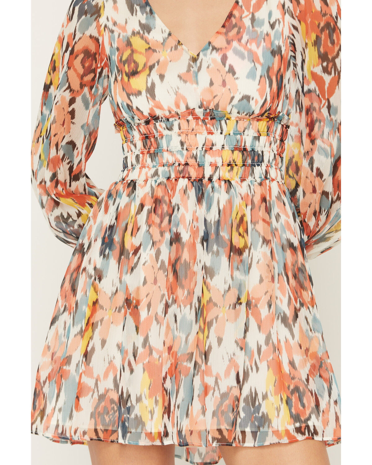 Image #3 - Shyanne Women's Floral Print Long Sleeve Mini Dress, Cream, hi-res