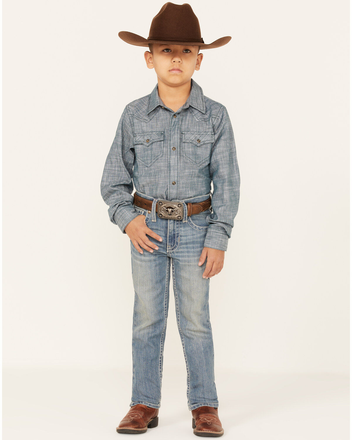Cody James Boys' Clovehitch Light Wash Stretch Slim Straight Jeans, Light Wash, hi-res