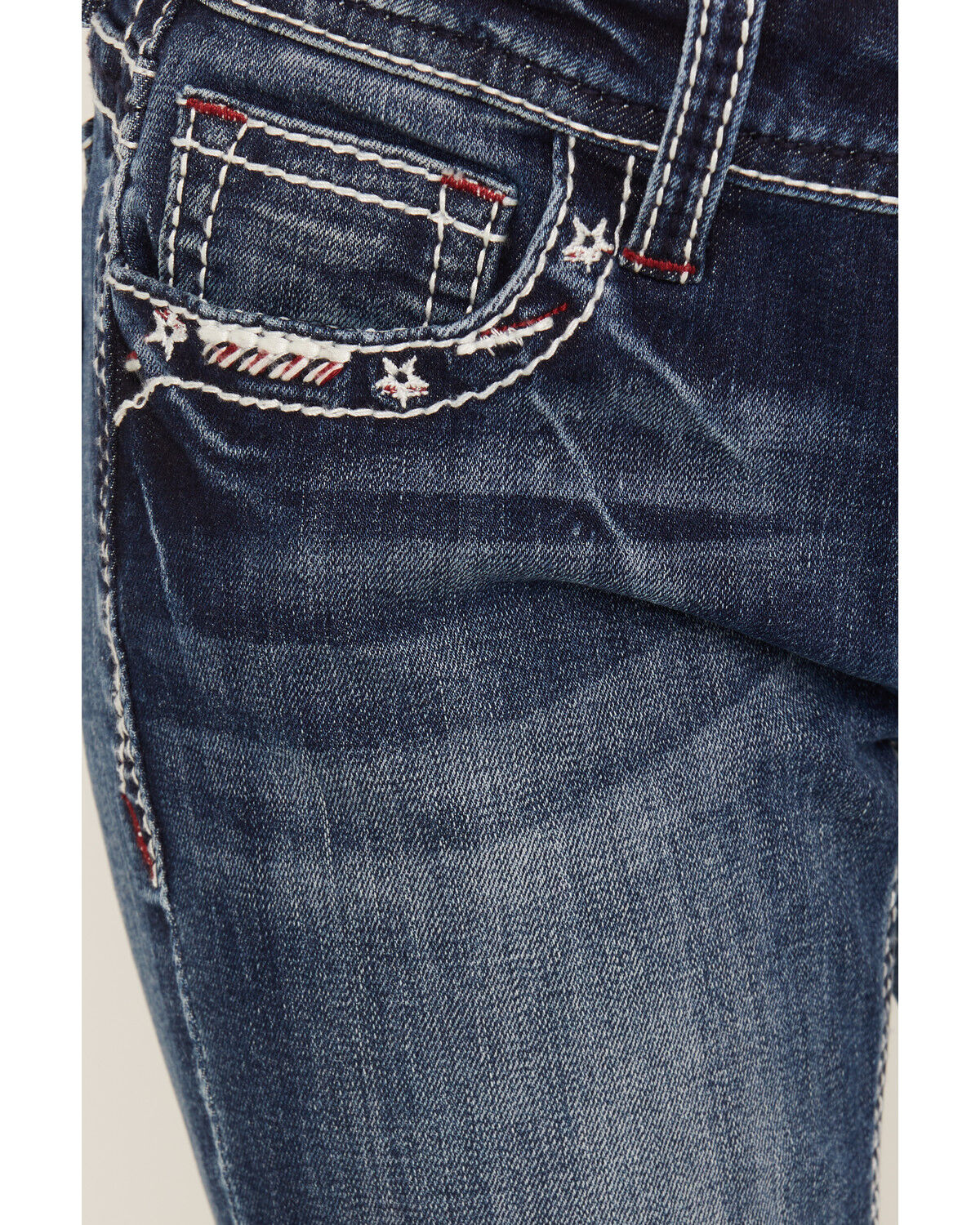 Image #2 - Grace in LA Girls' Medium Wash Americana Star & Flag Bootcut Stretch Denim Jeans, Medium Wash, hi-res