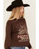 Image #2 - Cleo + Wolf Women's Embellished Sleeve Pullover Sweatshirt, Brown, hi-res