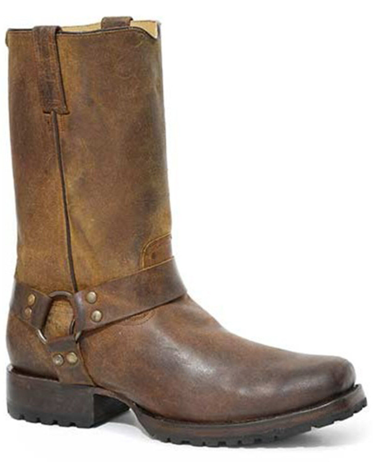 Image #1 - Stetson Men's Heritage Harness Pull On Harness Moto Boots - Square Toe, Brown, hi-res
