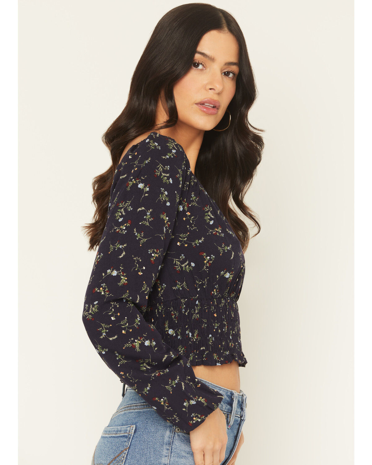 Image #2 - Idyllwind Women's Turner Ditsy Floral Print Long Sleeve Top, Indigo, hi-res