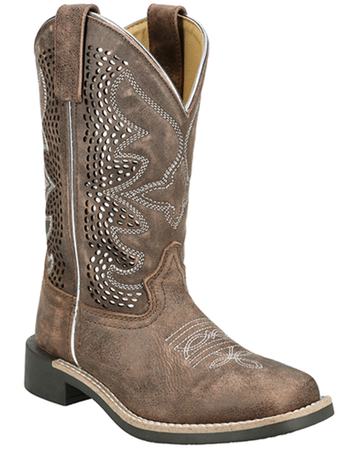Smoky Mountain Girls' Willow Western Boots - Broad Square Toe, Brown, hi-res