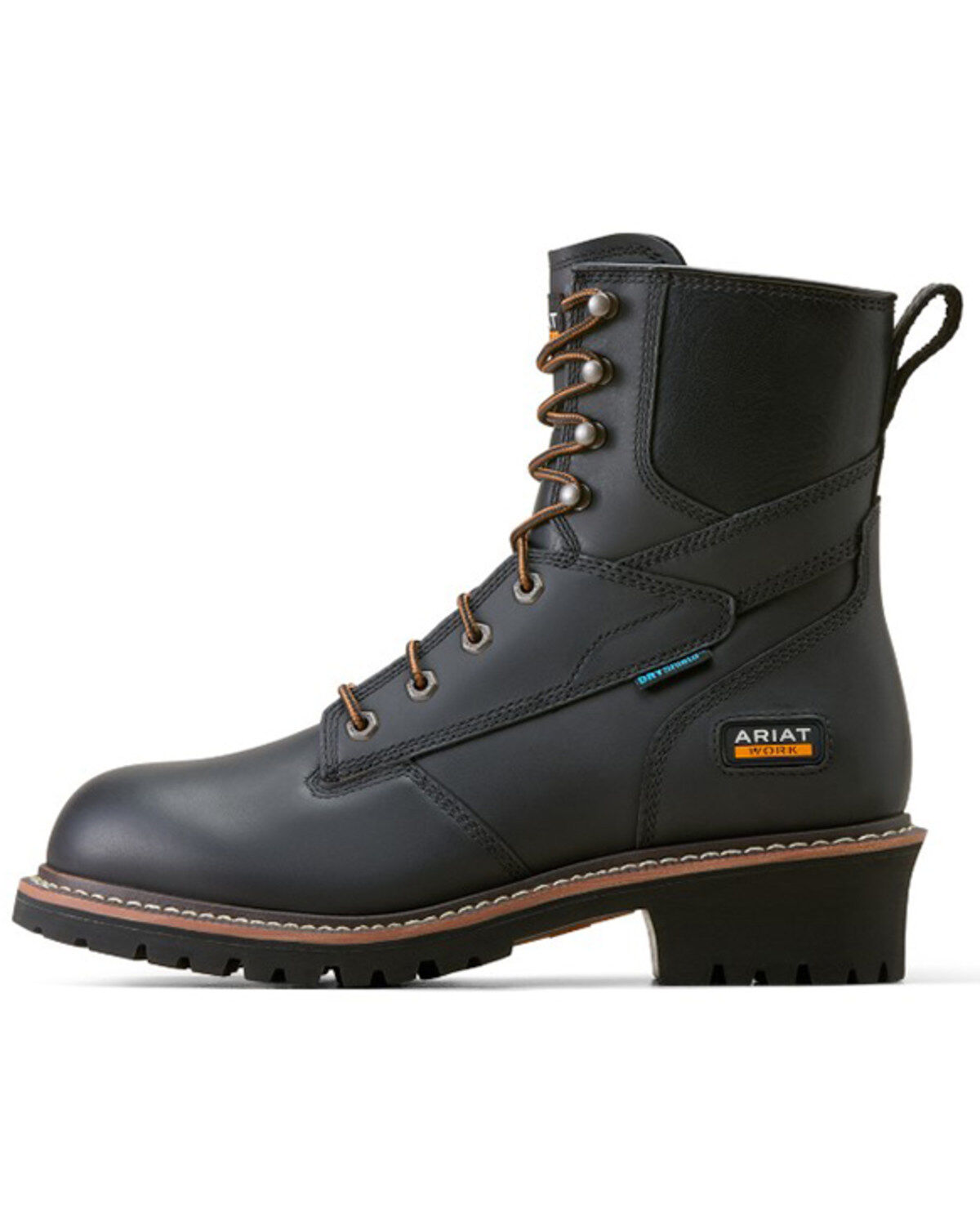 Image #2 - Ariat Men's 8" Logger Shock Shield Waterproof Work Boots - Soft Toe, Black, hi-res