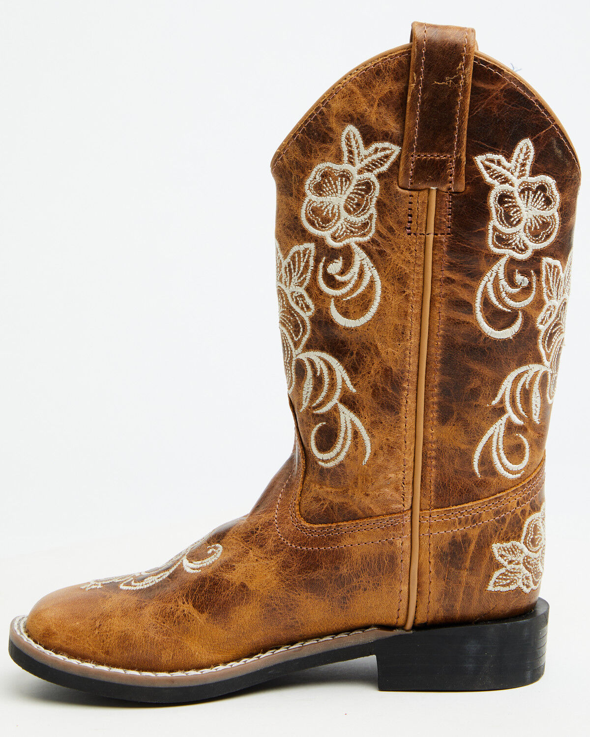 Image #3 - Shyanne Girls' Little Lasy Floral Embroidered Western Boots - Broad Square Toe, Tan, hi-res