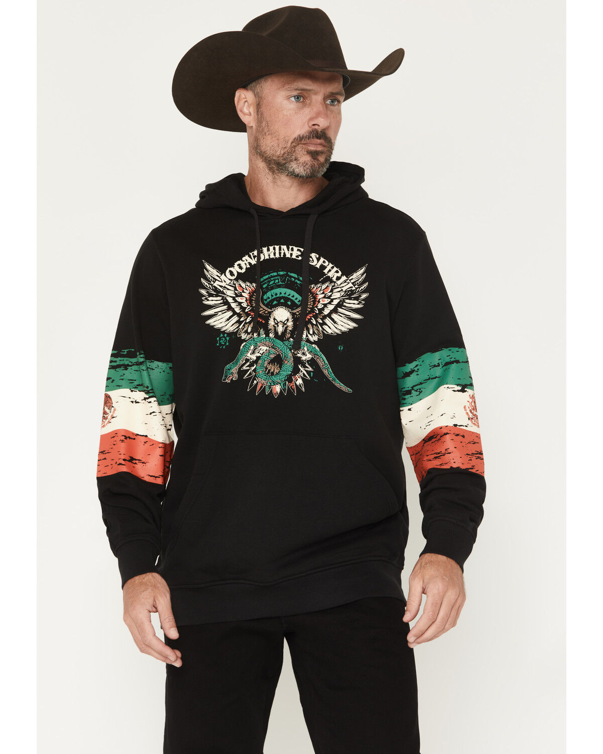 Image #1 - Moonshine Spirit&reg; Men's Marinos Mexico Hooded Sweatshirt, Black, hi-res