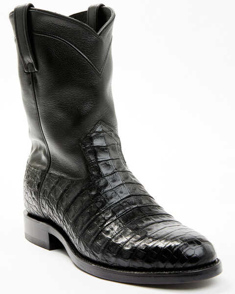 Cody James Black 1978 Men's Carmen Exotic Caiman Belly Roper Boots - Medium Toe , Black, hi-res