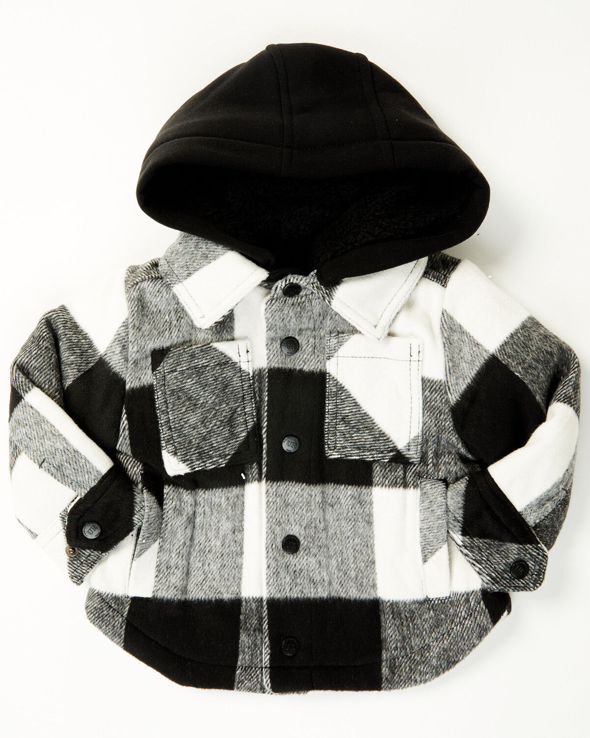 Urban Republic Infant Boys' Plaid Print Snap Hooded Jacket, Black, hi-res