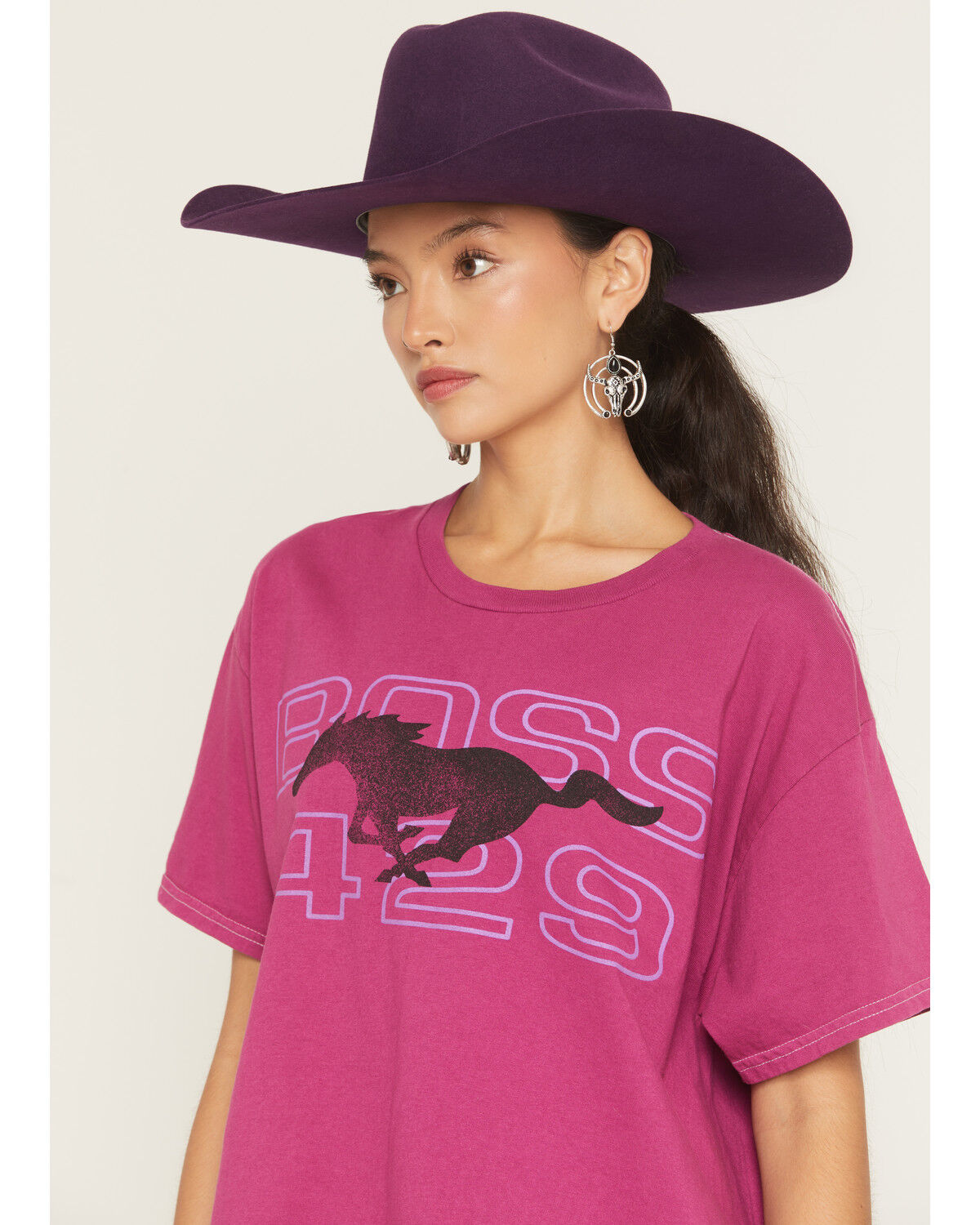 Image #2 - Merch Traffic Women's Ford Mustang Short Sleeve Graphic Tee, Pink, hi-res