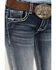 Image #2 - Grace in LA Girls' Medium Wash Mid Rise Bootcut Jeans , Dark Wash, hi-res