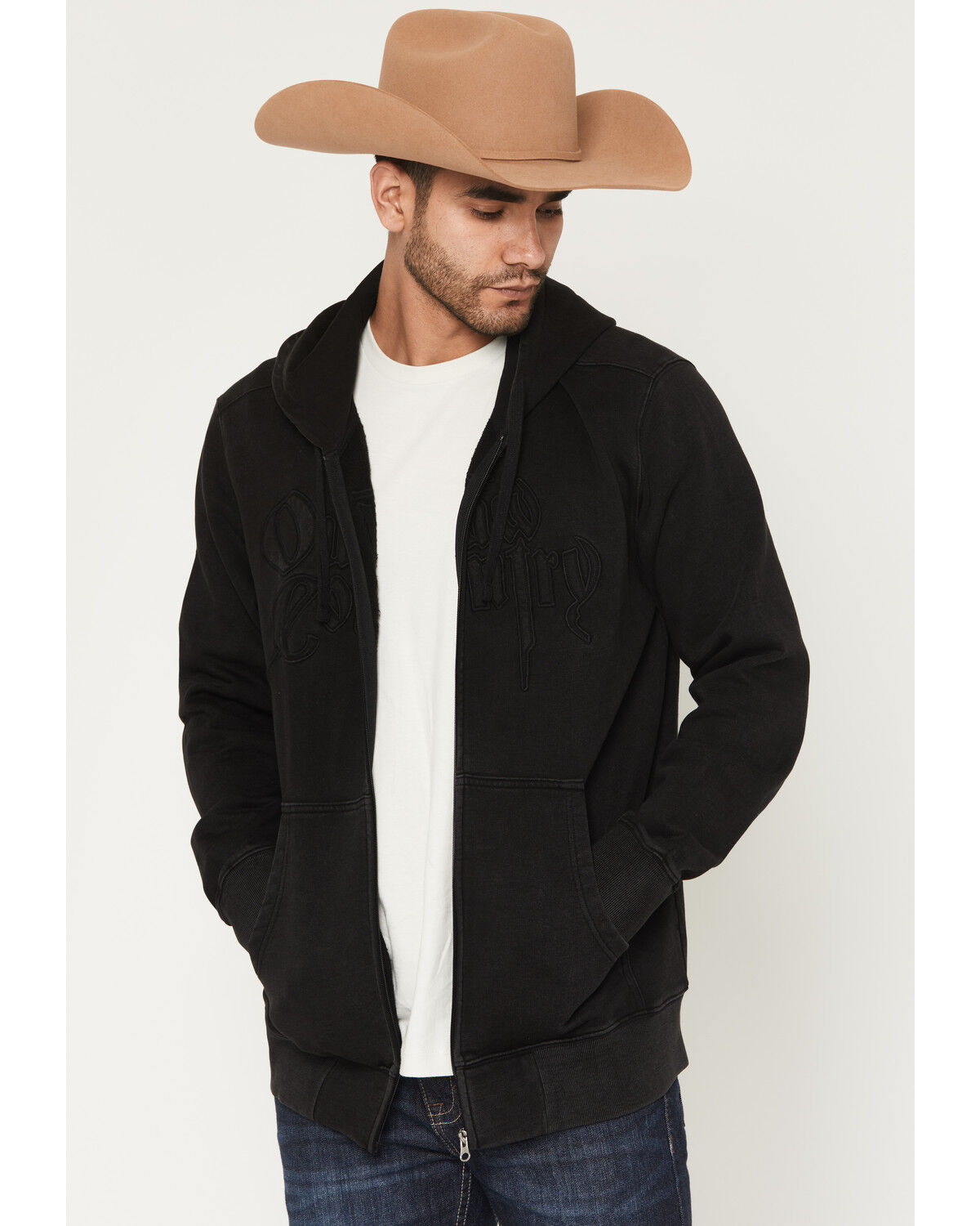 Image #1 - Moonshine Spirit&reg; Men's Outlaw Country Solid Hooded Jacket, Black, hi-res