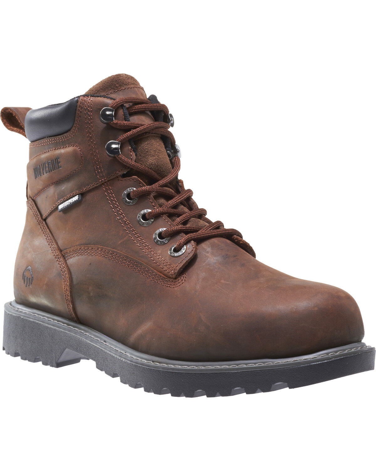 Wolverine Men's Floorhand Waterproof 6" Work Boots - Steel Toe, Dark Brown, hi-res