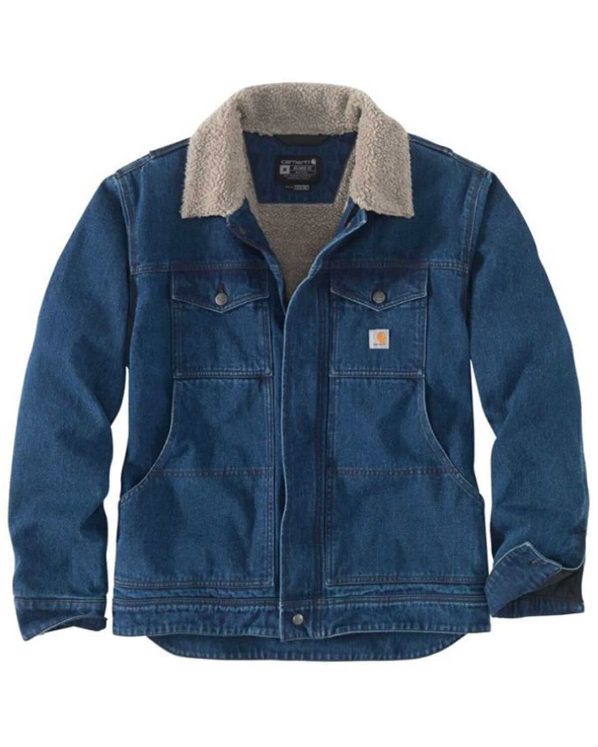 Carhartt Men's Relaxed Fit Sherpa-Lined Medium Wash Denim Jacket, Blue, hi-res