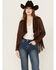 Image #1 - Shyanne Women's Open Front Faux Suede Fringe Jacket , Dark Brown, hi-res