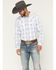 Image #1 - Moonshine Spirit&reg; Men's All Day Long Dobby Plaid Print Long Sleeve Snap Western Shirt, White, hi-res