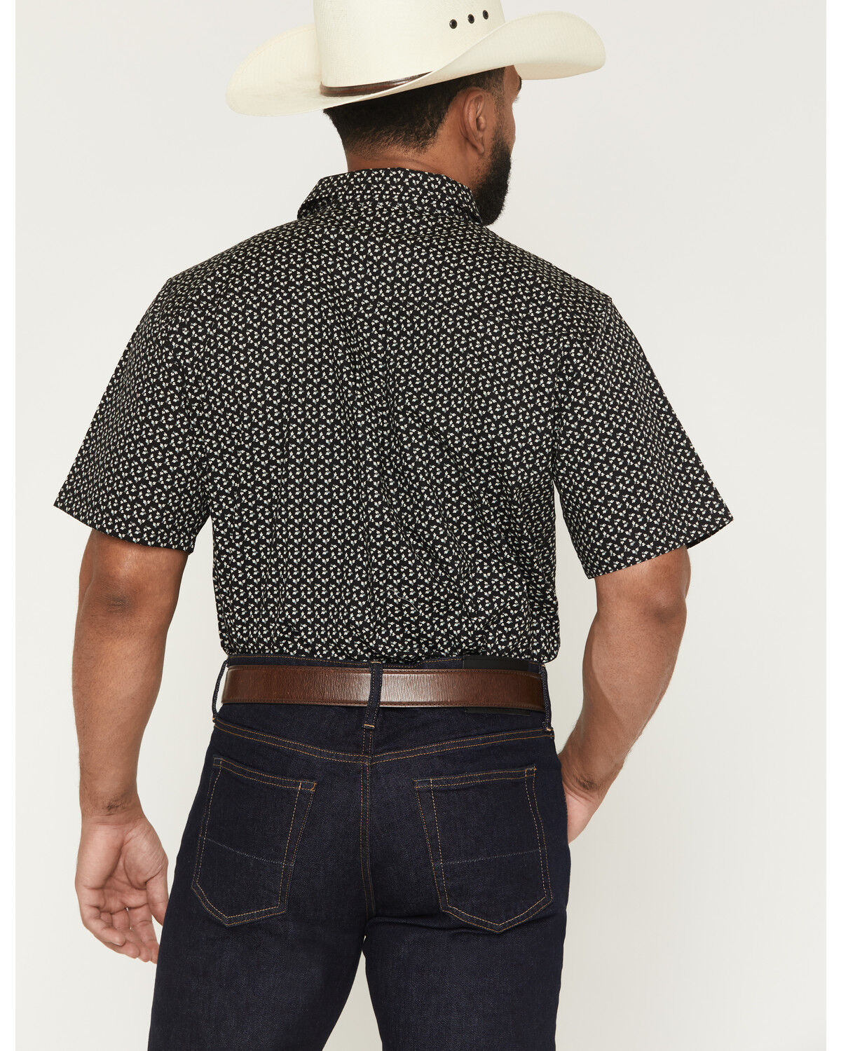 Image #4 - Cody James Men's Shiloh Micro Floral Print Short Sleeve Button-Down Stretch Western Shirt, Black, hi-res