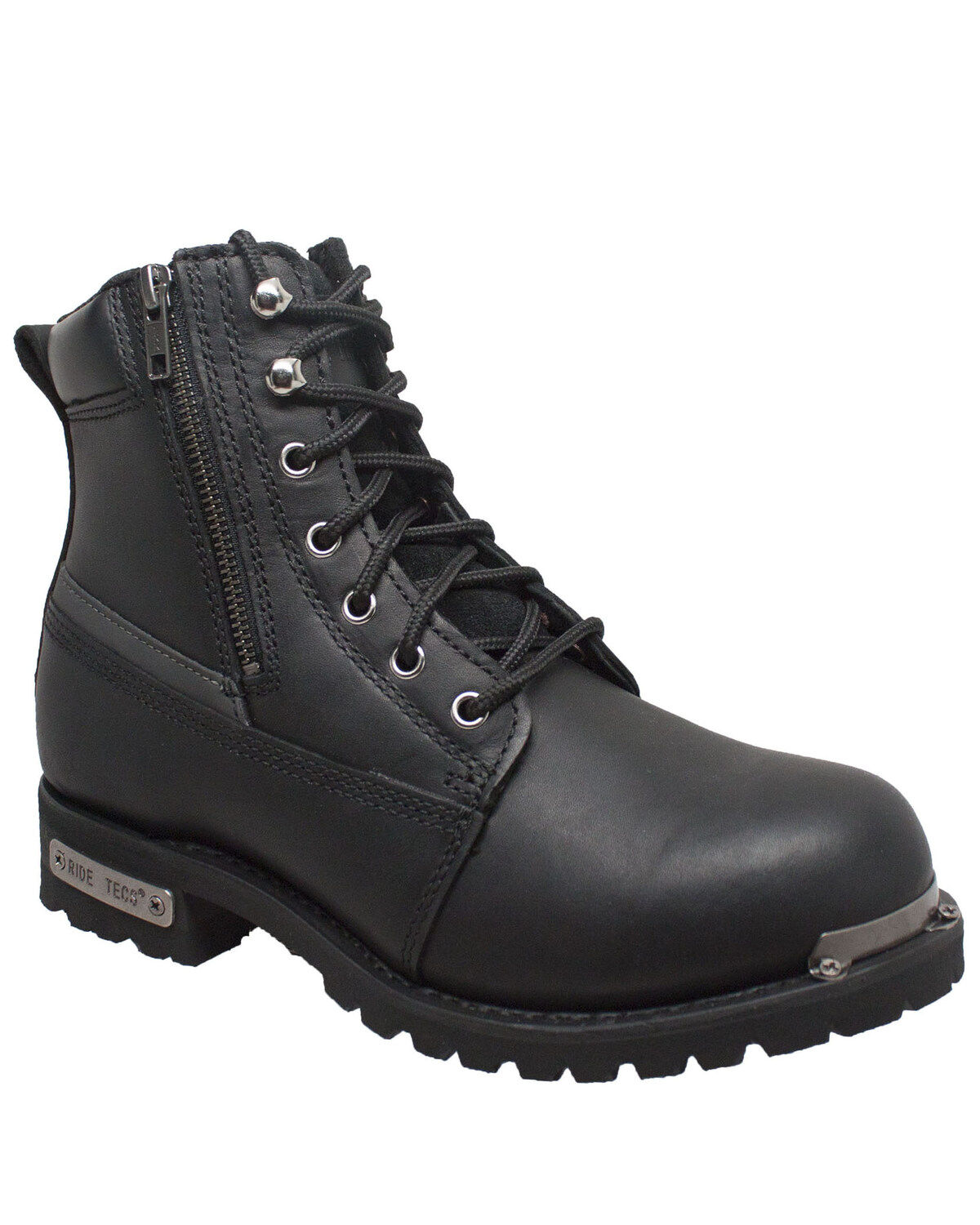 Ad Tec Men's Double Zipper Biker Boots - Soft Toe, Black, hi-res