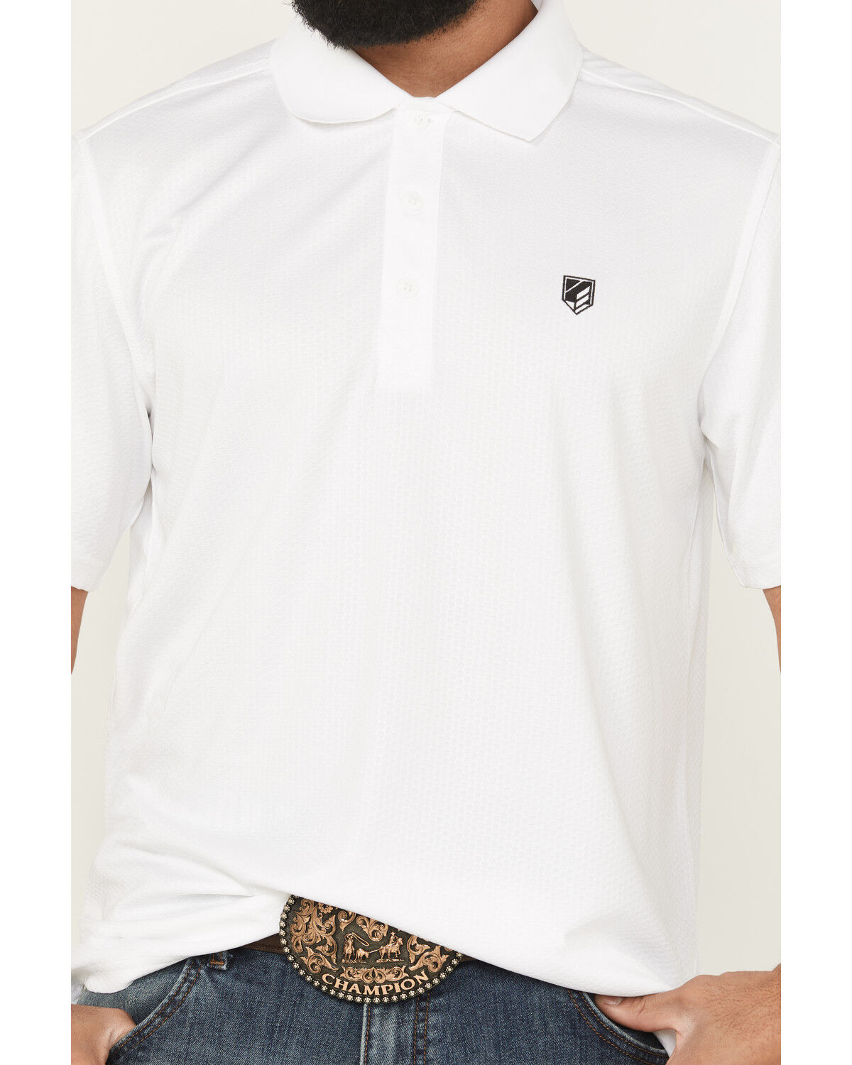 Image #3 - RANK 45&reg; Men's Pickup Dobby Geo Print Short Sleeve Button-Down Polo, White, hi-res