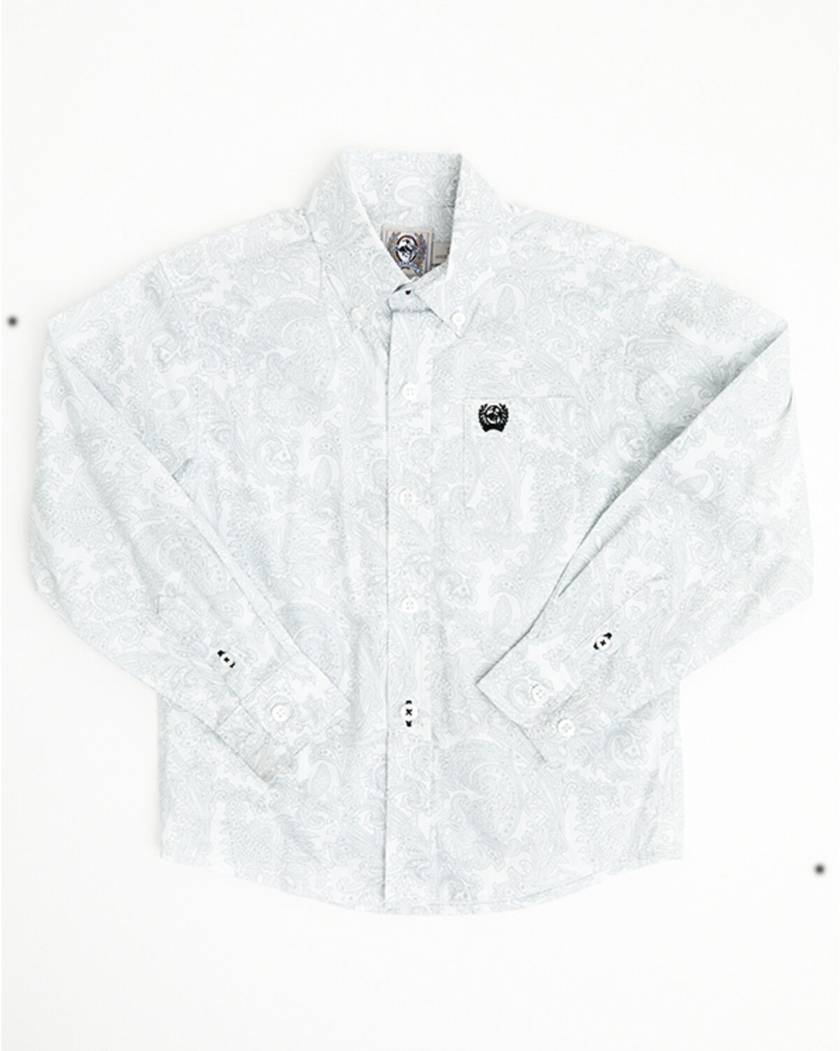Cinch Toddler Boys' Paisley Print Long Sleeve Button-Down Western Shirt, White, hi-res