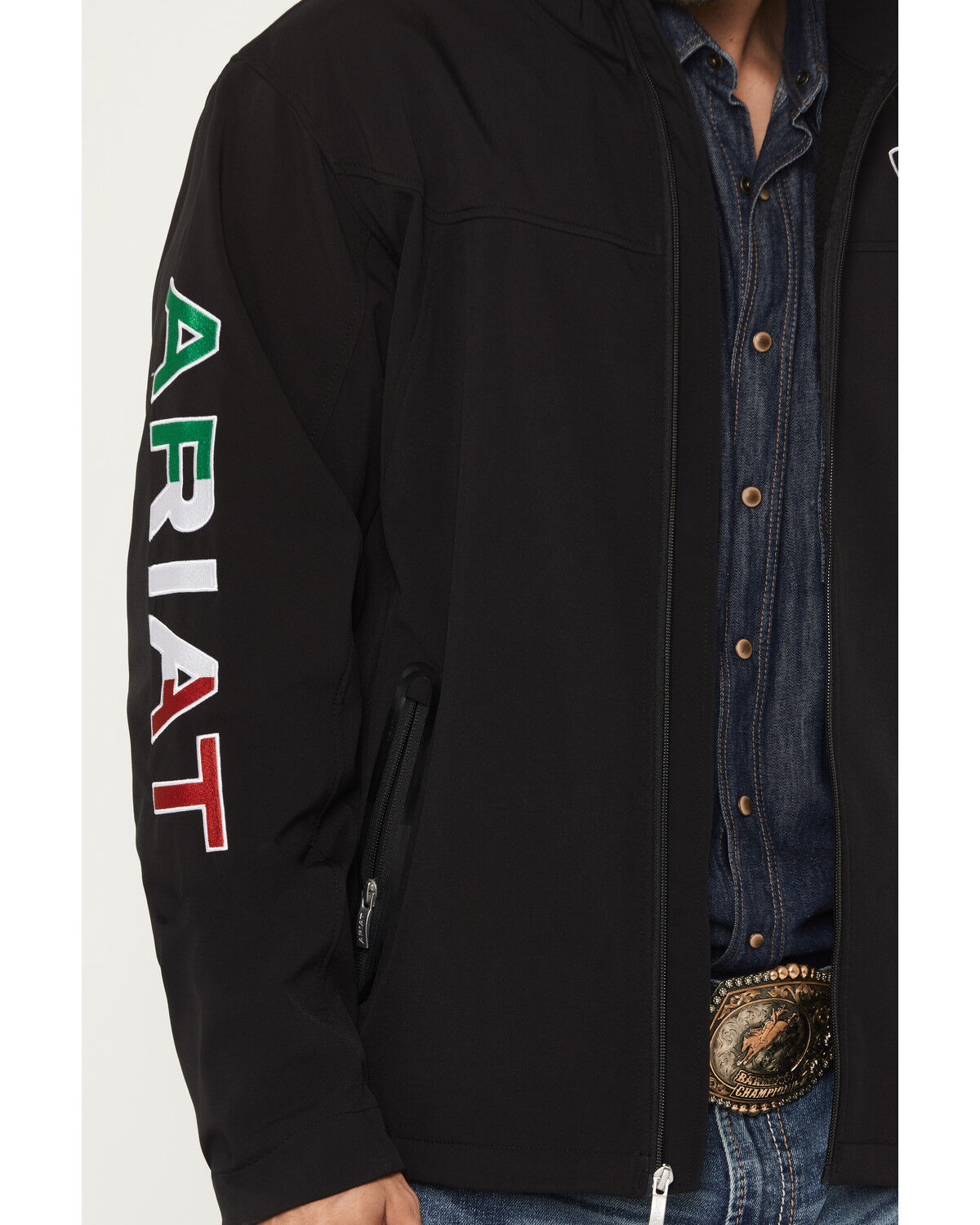 Image #3 - Ariat Men's Mexico Flag Team Softshell Jacket, Black, hi-res