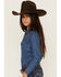 Image #2 - Shyanne Girls' Fairview Chambray Long Sleeve Snap Western Shirt, Medium Wash, hi-res