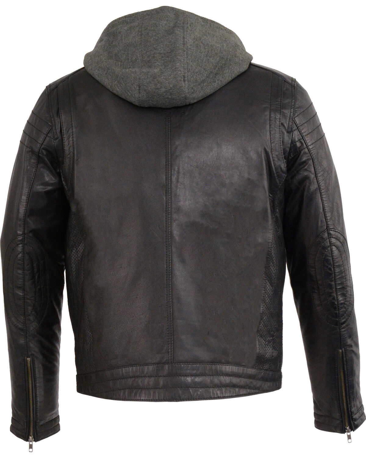 Image #2 - Milwaukee Leather Men's Zipper Front Leather Jacket w/ Removable Hood, Black, hi-res