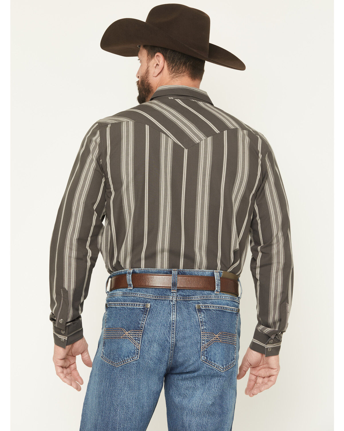 Image #4 - Cody James Men's Harpeth Striped Long Sleeve Snap Western Shirt, Charcoal, hi-res