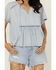 Image #3 - Cleo + Wolf Women's Bella Pintuck Detail Peasant Short Sleeve Blouse , Light Blue, hi-res