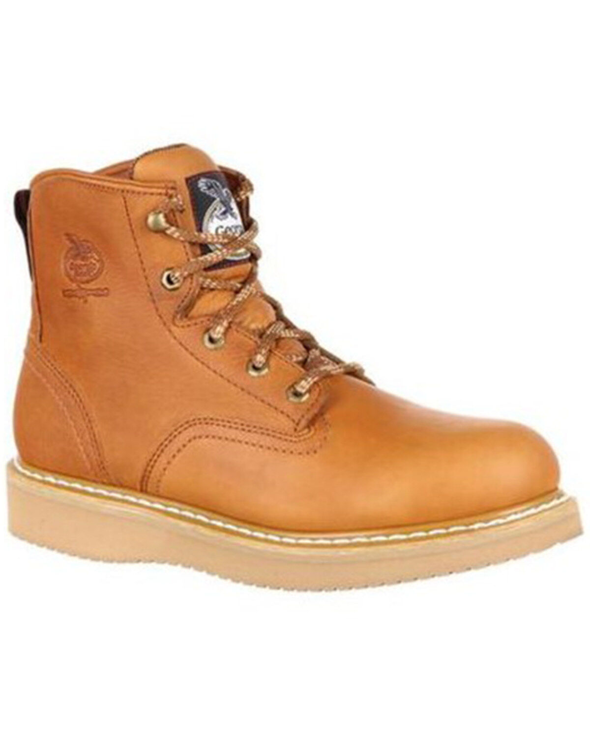 Image #1 - Georgia Men's Steel Toe Wedge 6" Work Boots, Brown, hi-res