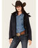 Image #1 - STS Ranchwear by Carroll Women's Dark Wash Denim Print Softshell Weston Hooded Jacket , Dark Wash, hi-res