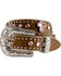 Image #1 - Nocona Girls' Rhinestone Studded Cross Leather Belt, Brown, hi-res