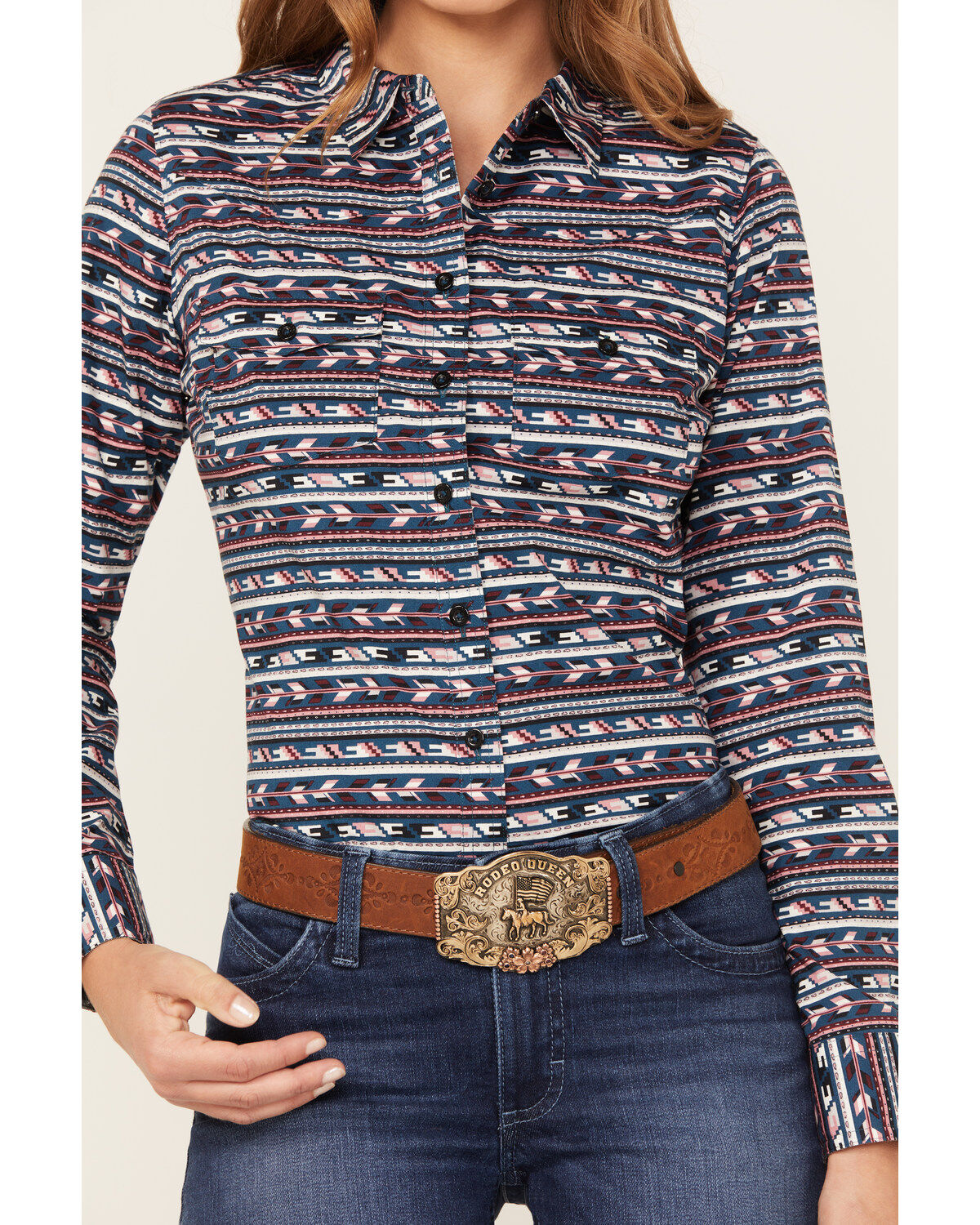 Image #3 - RANK 45&reg; Women's Heritage Riding Shirt, Teal, hi-res