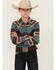 Image #1 - Cody James Boys' Bandera Southwestern Print Long Sleeve Snap Flannel Shirt, Blue, hi-res