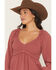 Image #2 - Yura Women's Long Sleeve Smocked Top, Rose, hi-res