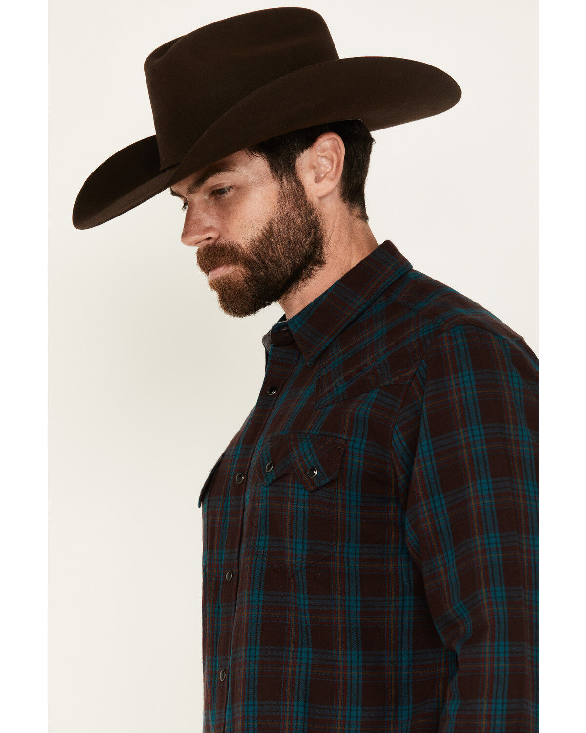 Image #2 - Moonshine Spirit&reg; Men's Vineyard Plaid Print Long Sleeve Snap Western Shirt, Purple, hi-res