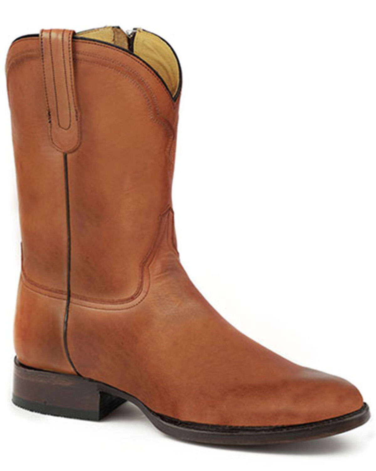 Stetson Men's Rancher Zip Western Boots - Round Toe, Brown, hi-res