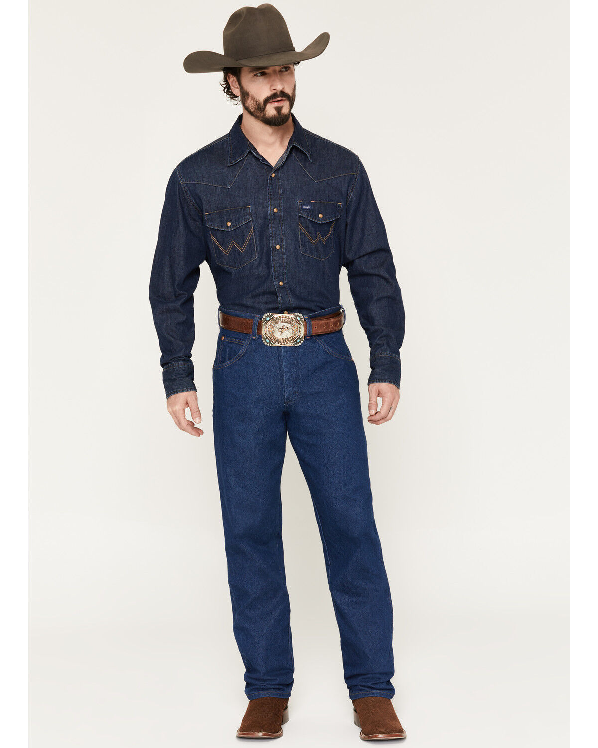 Image #1 - Wrangler 31MWZ Cowboy Cut Relaxed Fit Prewashed Jeans - Tall, Blue, hi-res