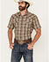 Image #1 - Cody James Men's Poncho Plaid Print Short Sleeve Snap Western Shirt - Tall, Brown, hi-res